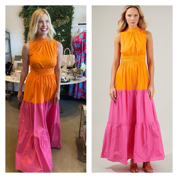 Riley Colorblock Halter Maxi Dress with Bow by Sugarlips - Picture 2 of 4